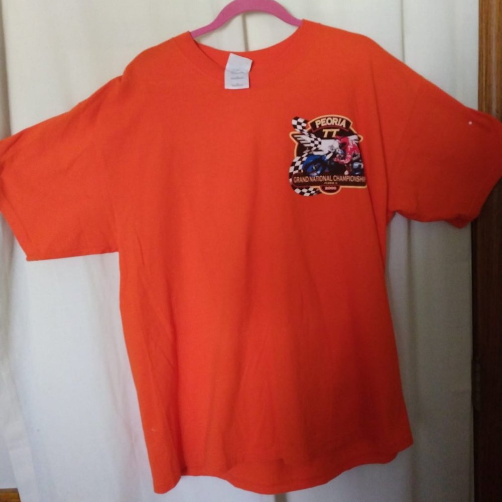 Size XL Men's Orange 2000 Peoria IL Motorcycle Rally Shirt